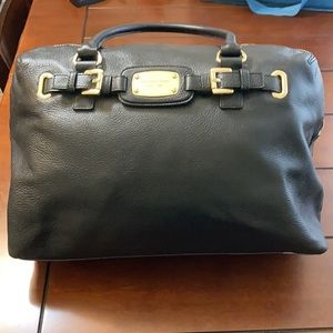 Michael Kors Black Leather Weekender Tote Bag